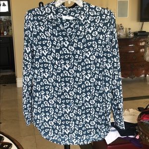 Equipment Teal and White Button-Up Shirt